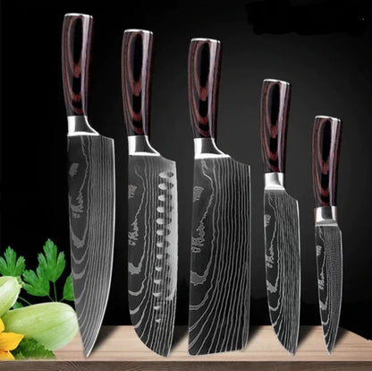 Japanese Damascus Professional Knife Set (Carbon)